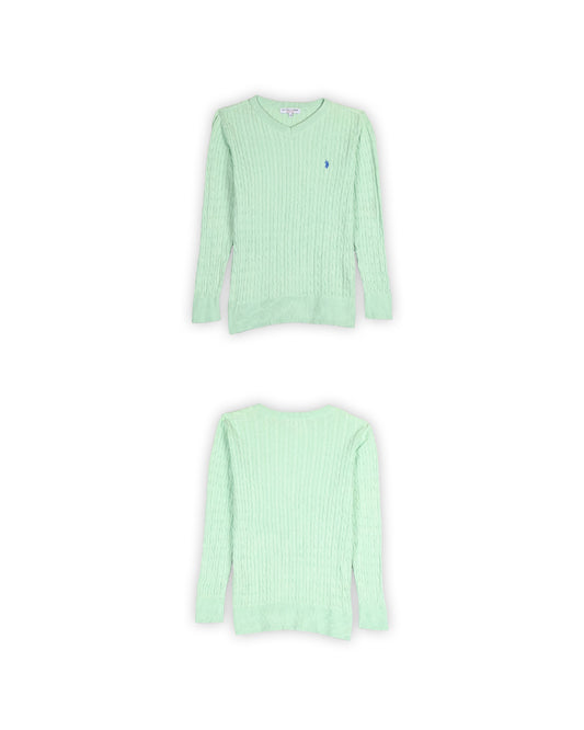 U.S.POLO ASSN WOMEN'S CABLE KNIT SWEATER - L