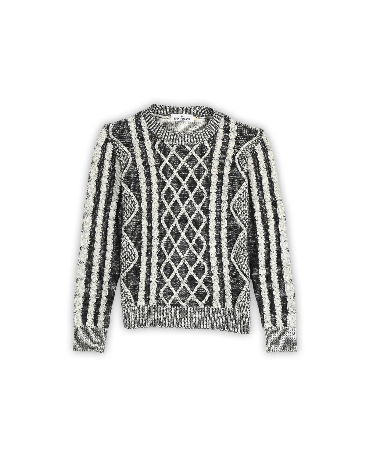 STONE ISLAND TEXTURED CABLE KNIT SWEATER - S