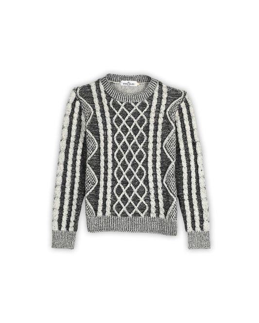 STONE ISLAND TEXTURED CABLE KNIT SWEATER - S