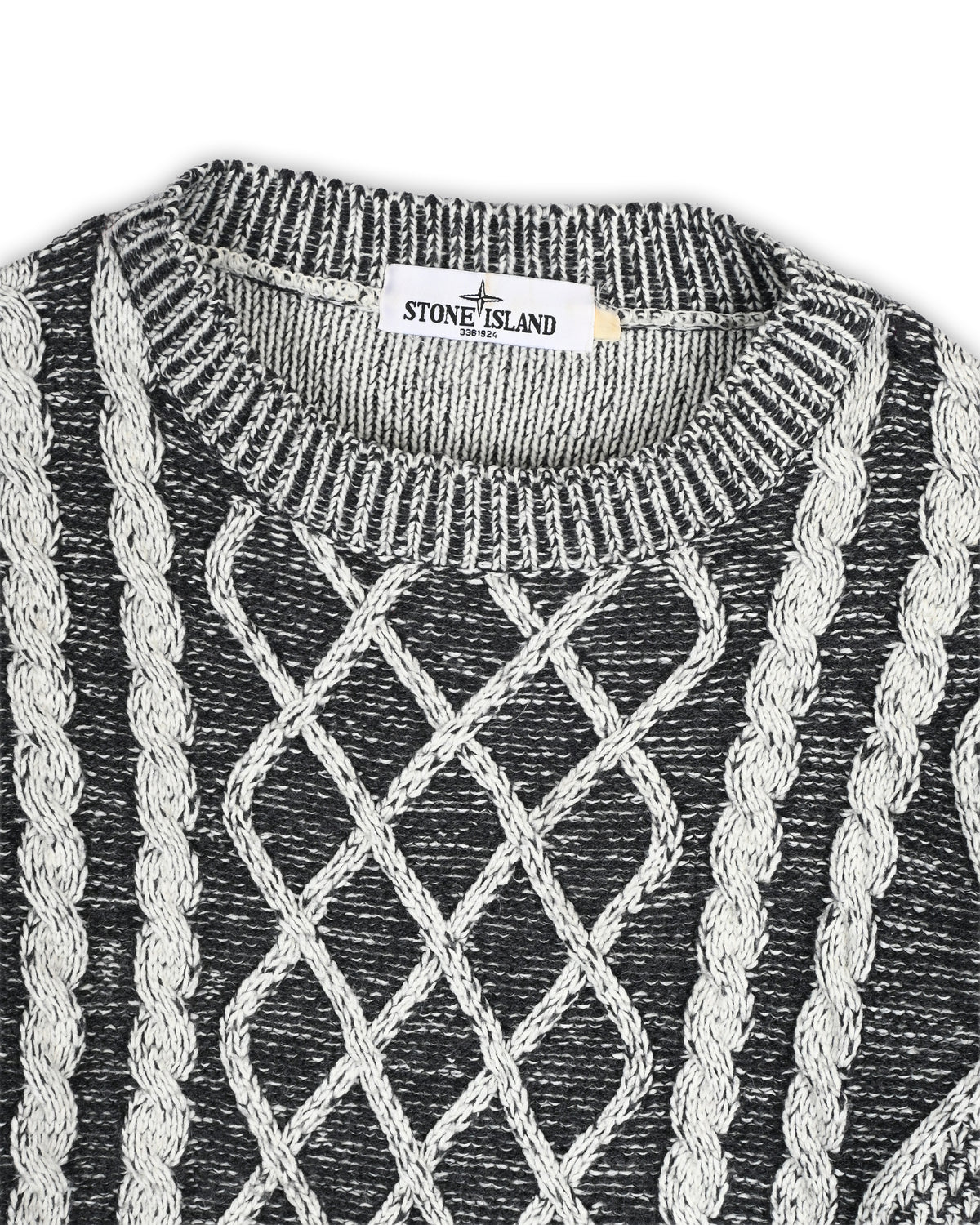 STONE ISLAND TEXTURED CABLE KNIT SWEATER - S