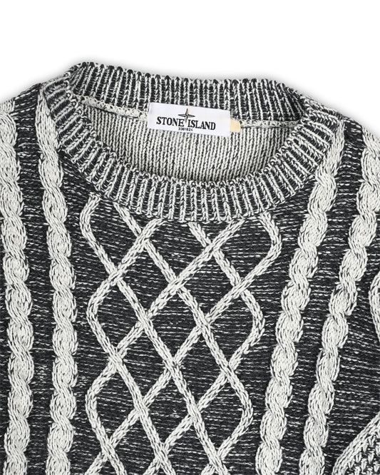 STONE ISLAND TEXTURED CABLE KNIT SWEATER - S