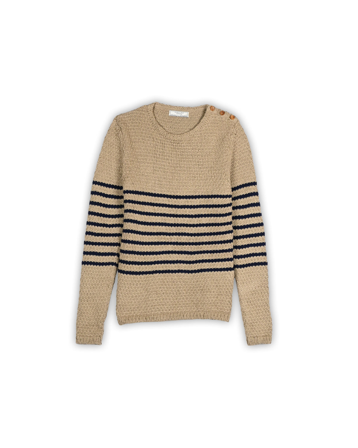 ZARA MAN STRIPED SHOULDER-BUTTON SWEATER - S