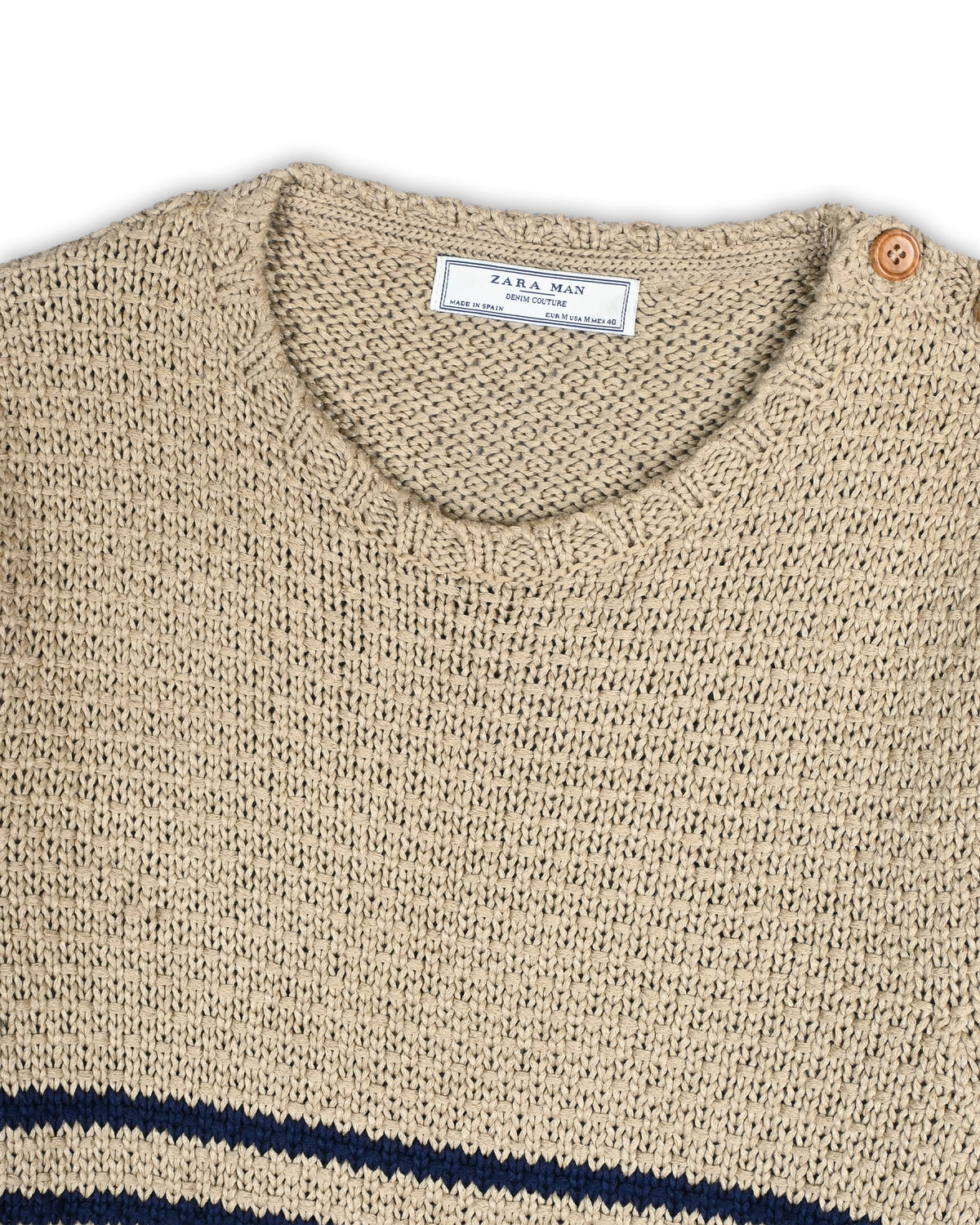 ZARA MAN STRIPED SHOULDER-BUTTON SWEATER - S