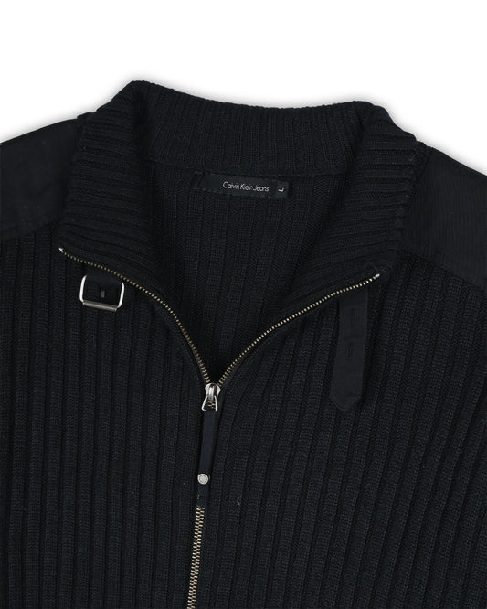CALVIN KLEIN JEANS ZIPPER SWEATER - L