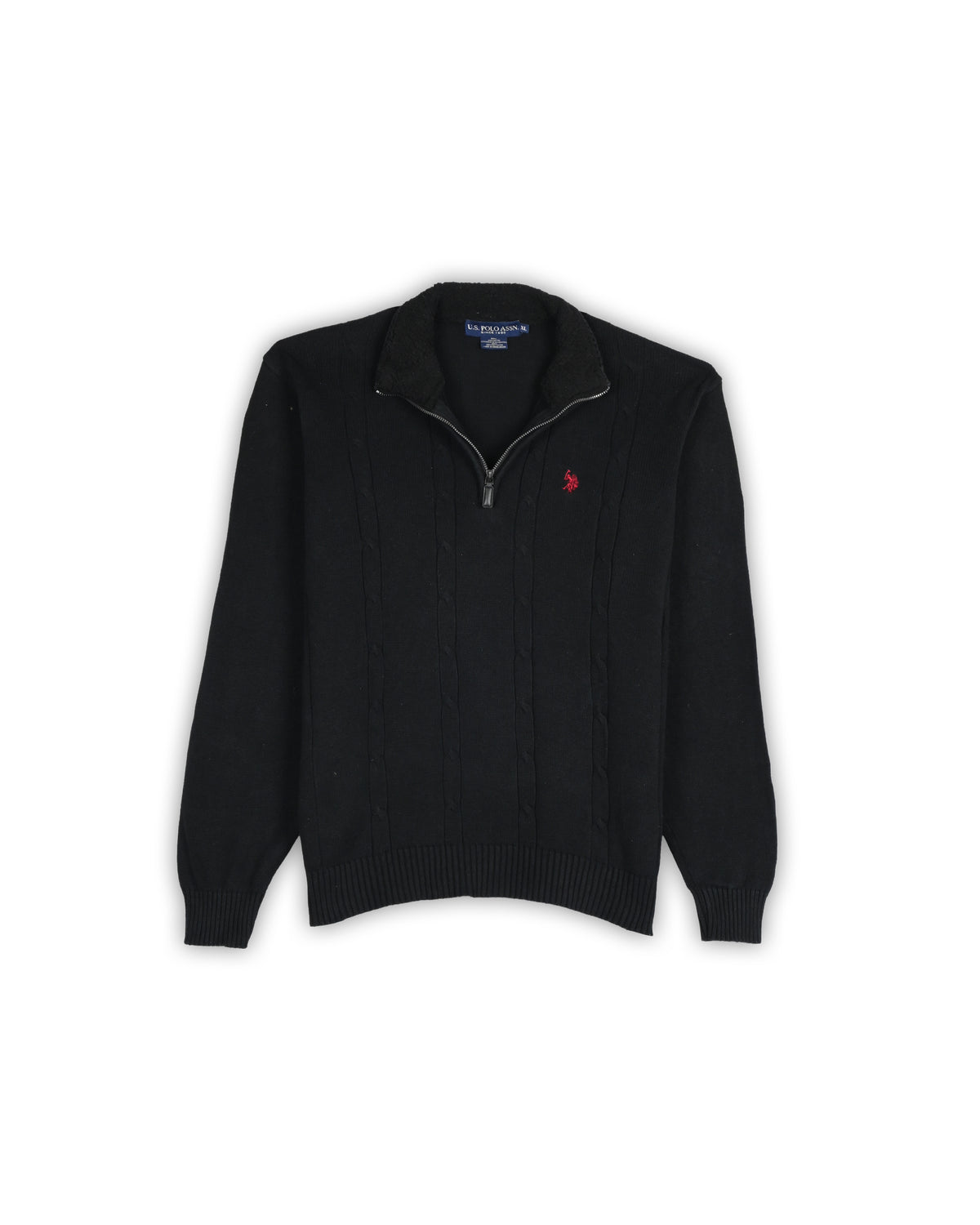 U.S.POLO ASSN QUARTER-ZIP CABLE KNIT - XL