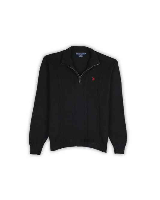 U.S.POLO ASSN QUARTER-ZIP CABLE KNIT - XL