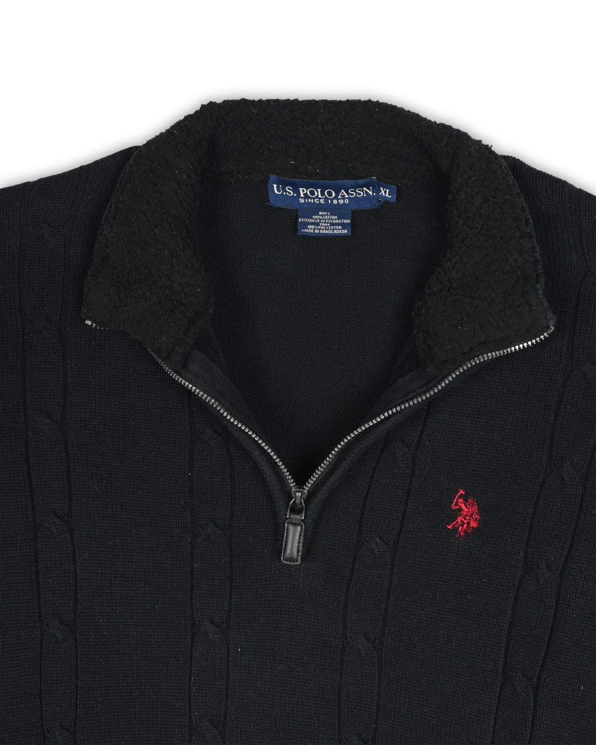 U.S.POLO ASSN QUARTER-ZIP CABLE KNIT - XL