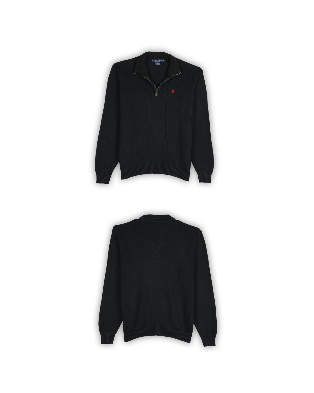 U.S.POLO ASSN QUARTER-ZIP CABLE KNIT - XL