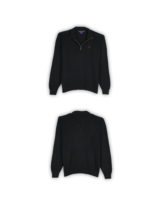 U.S.POLO ASSN QUARTER-ZIP CABLE KNIT - XL