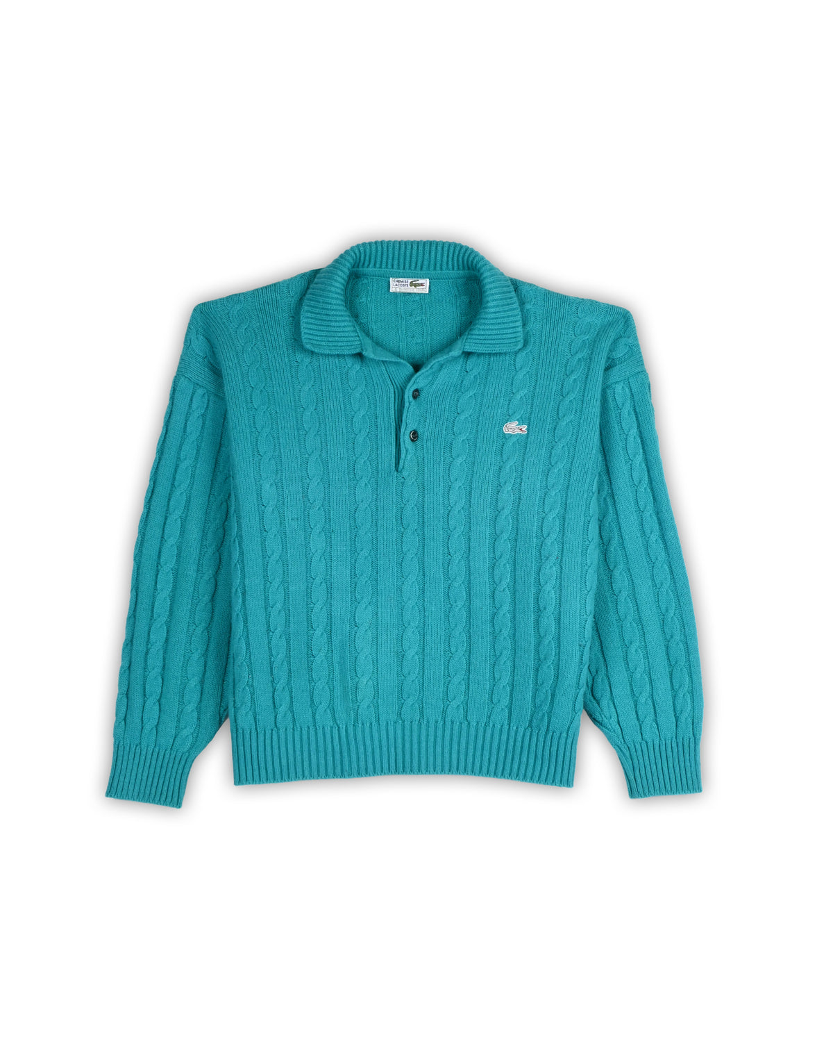 90'S CHEMISE LACOSTE CABLE KNIT SWEATER - L