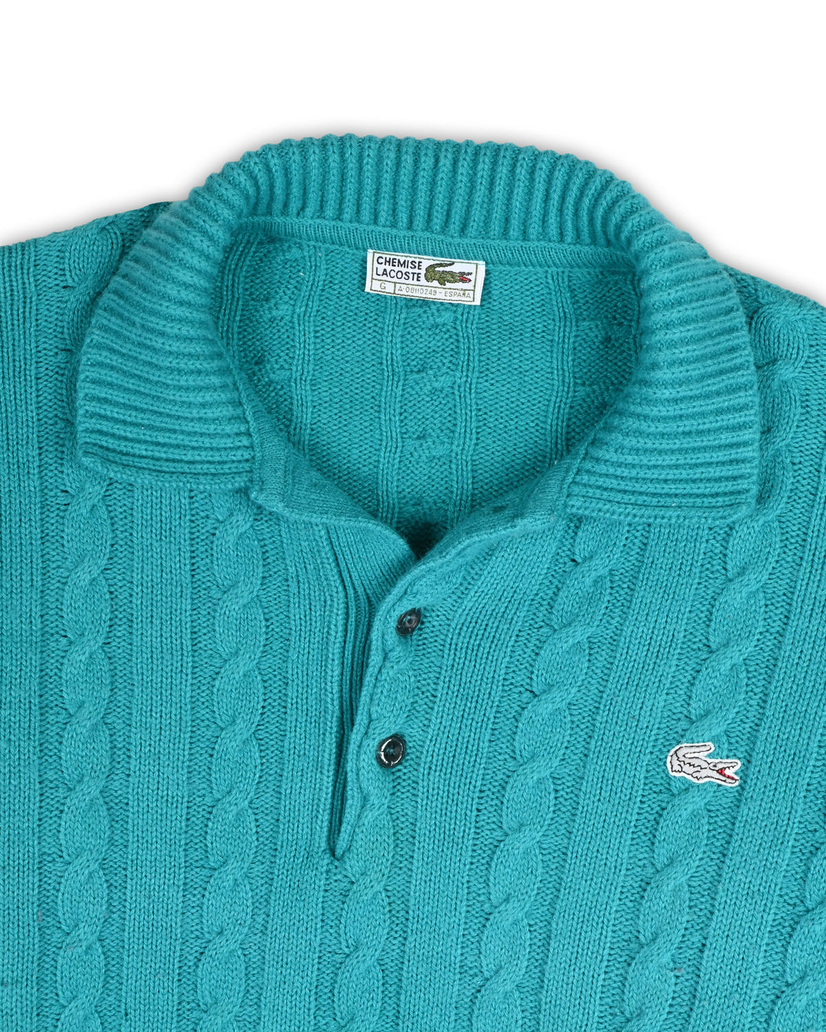90'S CHEMISE LACOSTE CABLE KNIT SWEATER - L