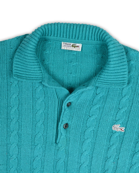 90'S CHEMISE LACOSTE CABLE KNIT SWEATER - L