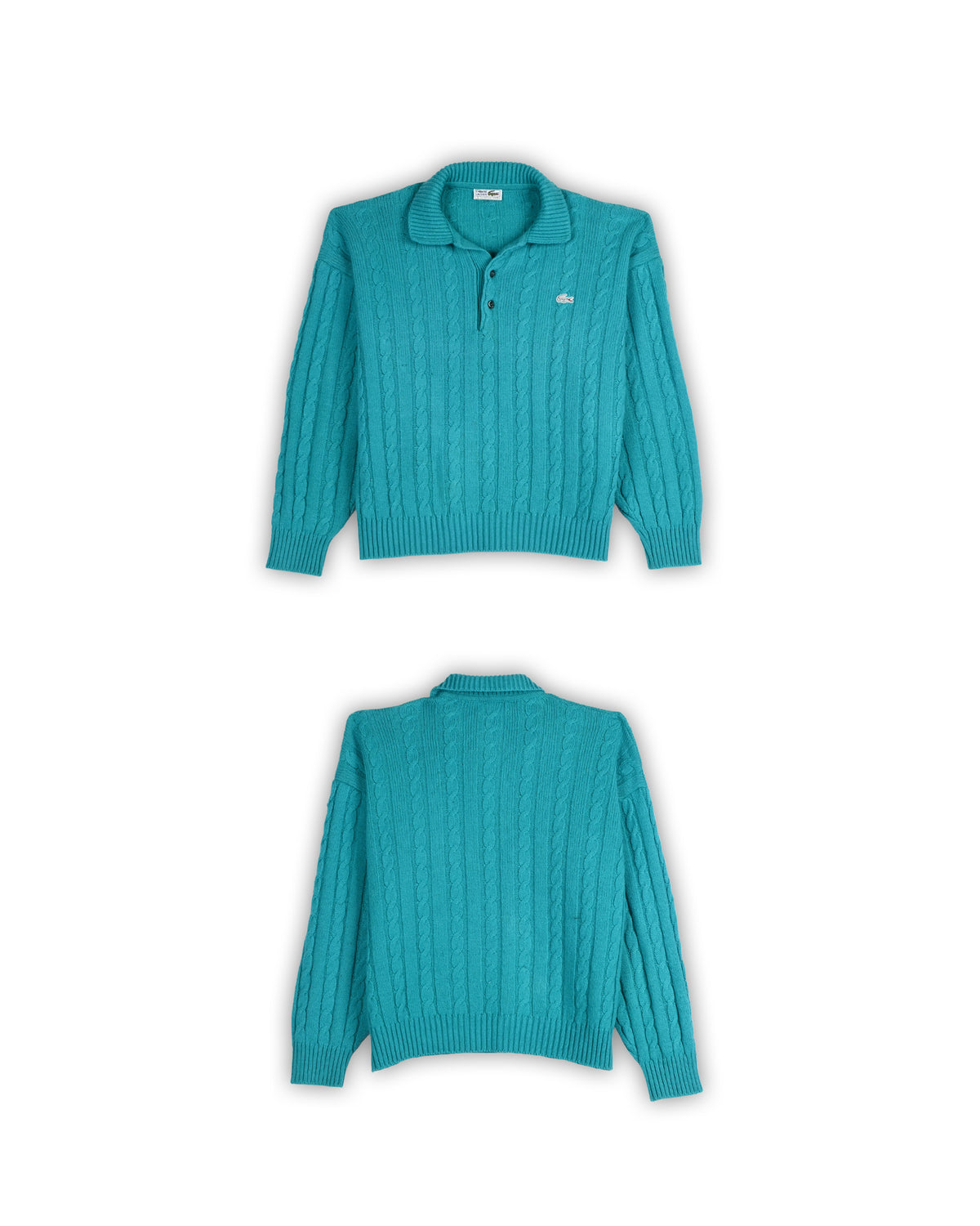 90'S CHEMISE LACOSTE CABLE KNIT SWEATER - L