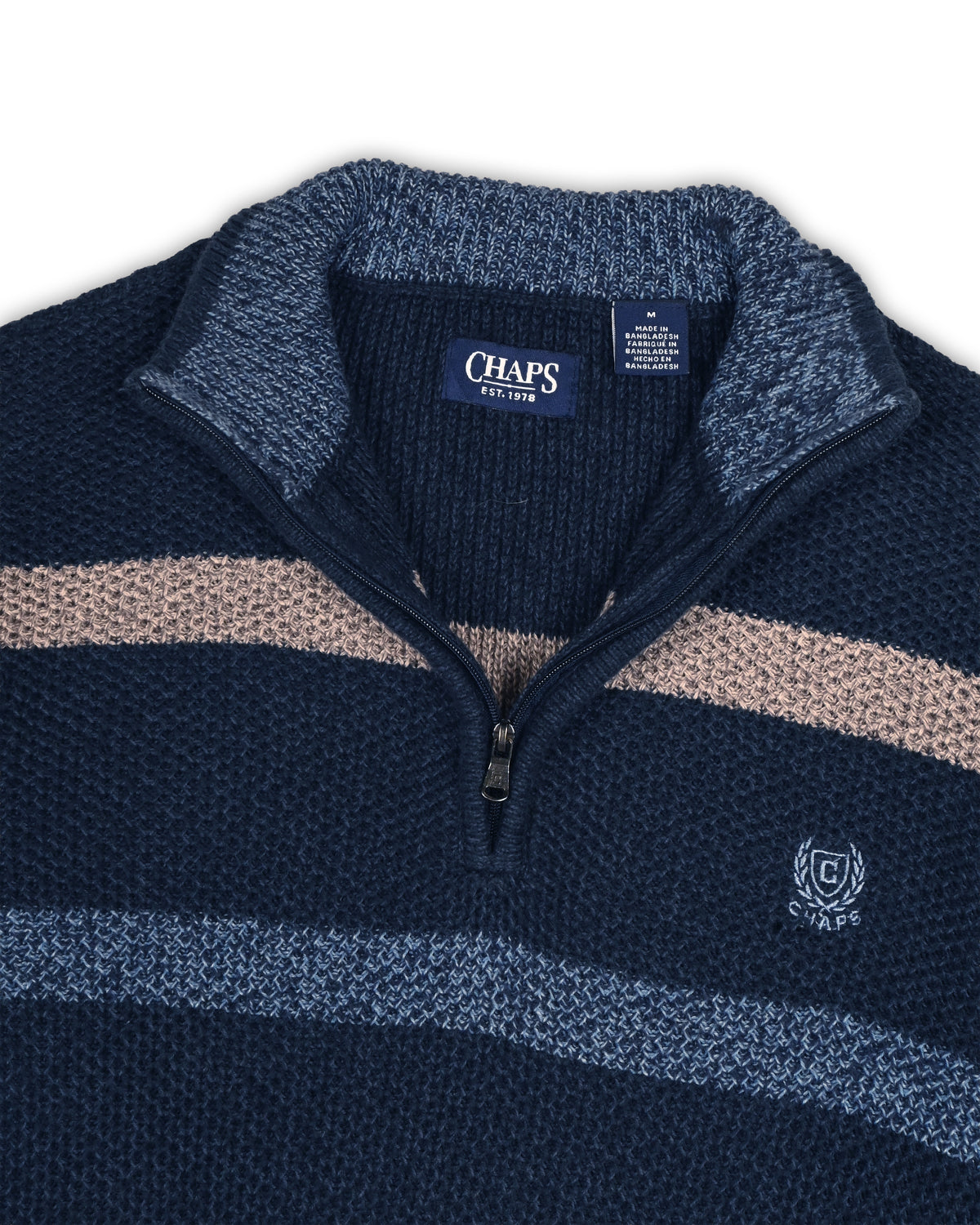 CHAPS QUARTER-ZIP KNIT - M