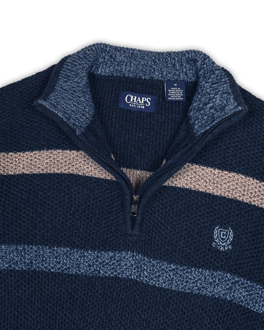 CHAPS QUARTER-ZIP KNIT - M