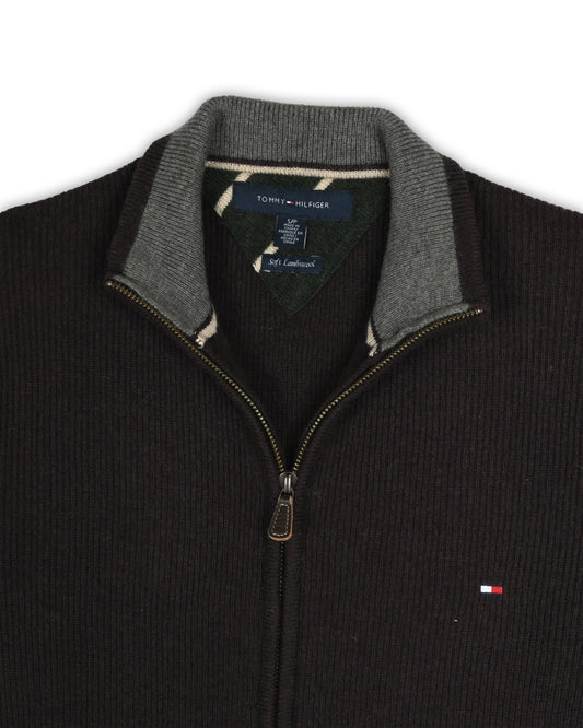 TOMMY HILFIGER LAMBSWOOL QUARTER-ZIP KNIT - S