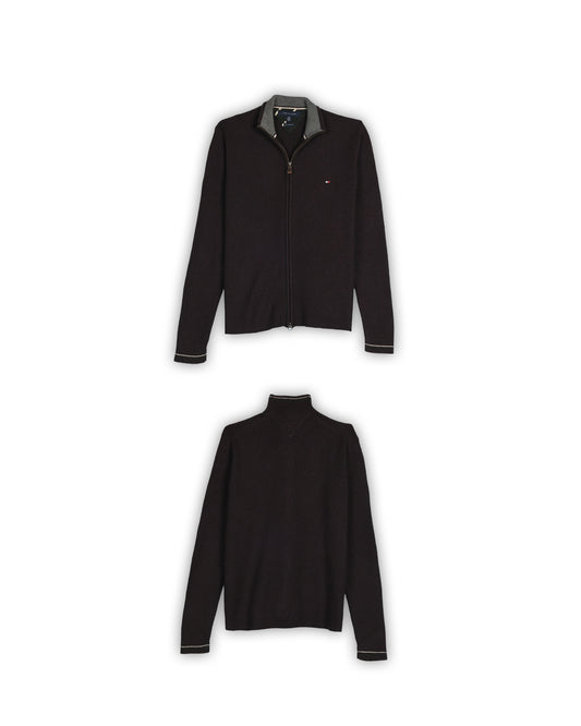 TOMMY HILFIGER LAMBSWOOL QUARTER-ZIP KNIT - S