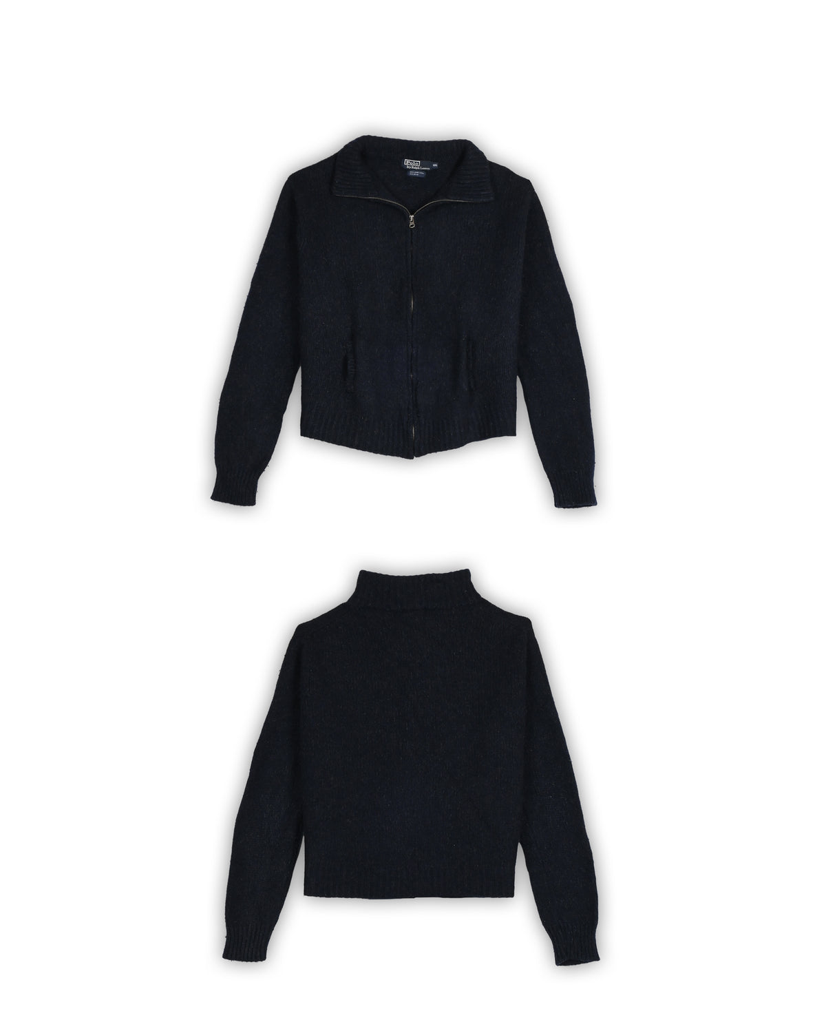 POLO RALPH LAUREN LAMBSWOOL WOMEN'S FULL-ZIP SWEATER - L