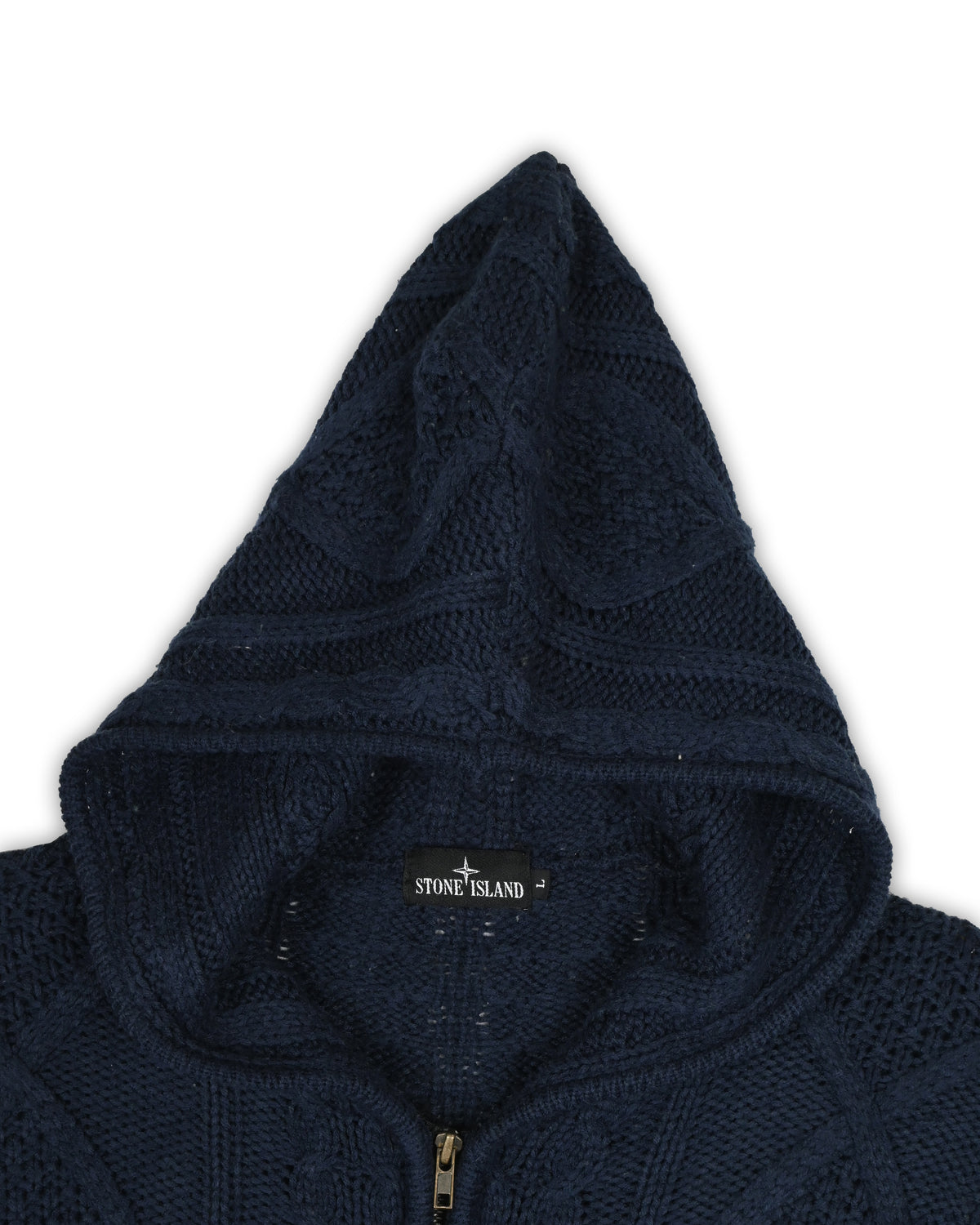 STONE ISLAND FULL-ZIP HOODED SWEATER - L
