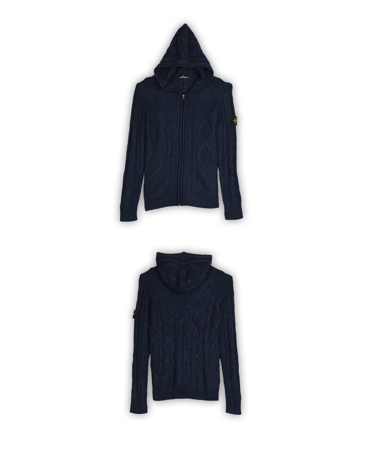 STONE ISLAND FULL-ZIP HOODED SWEATER - L