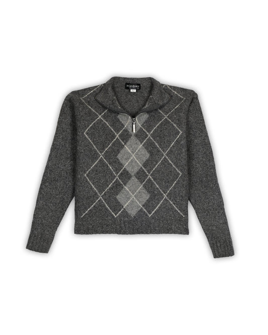 YVES SAINT LAURENT WOOLEN QUARTER-ZIP KNIT - XS