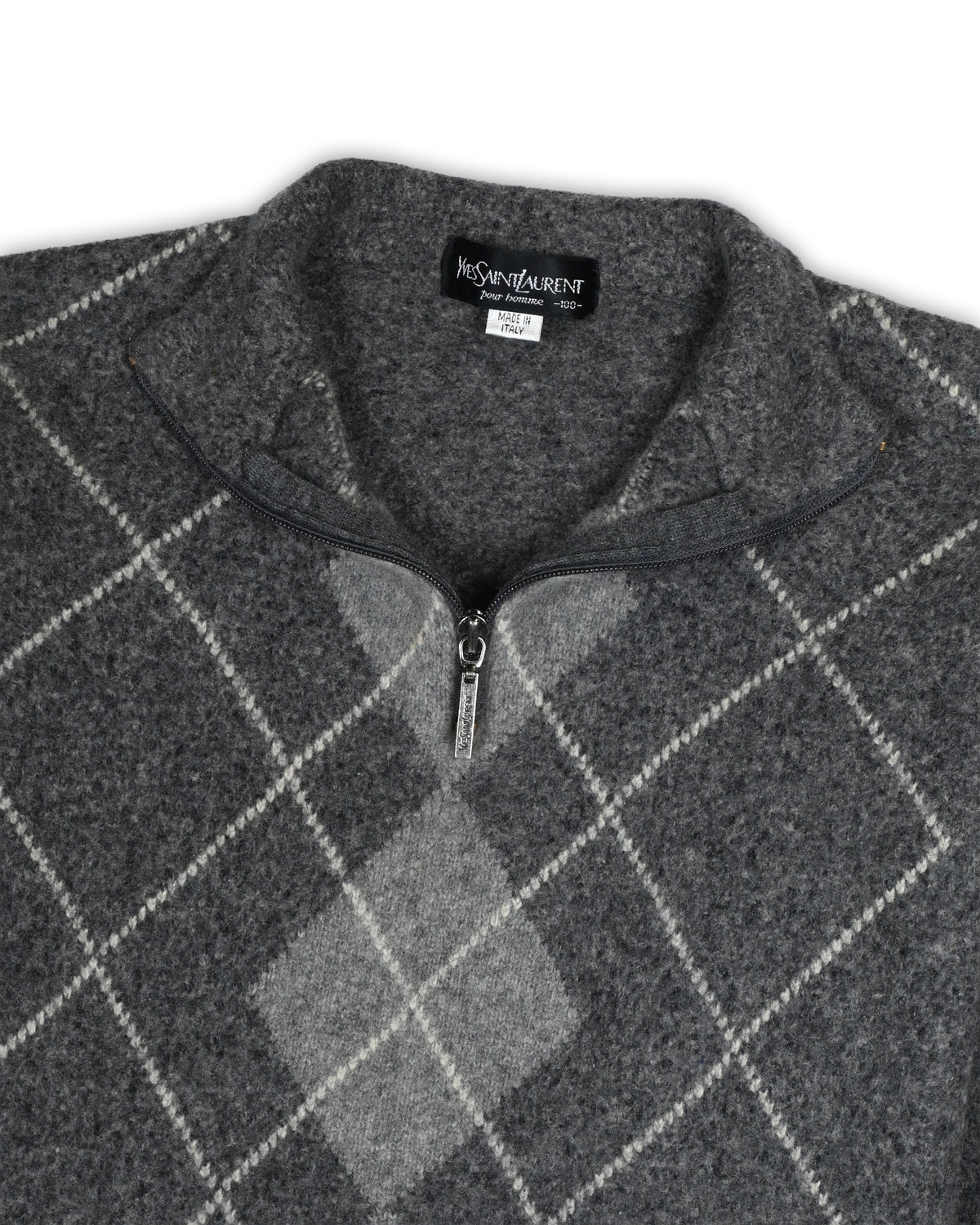 YVES SAINT LAURENT WOOLEN QUARTER-ZIP KNIT - XS
