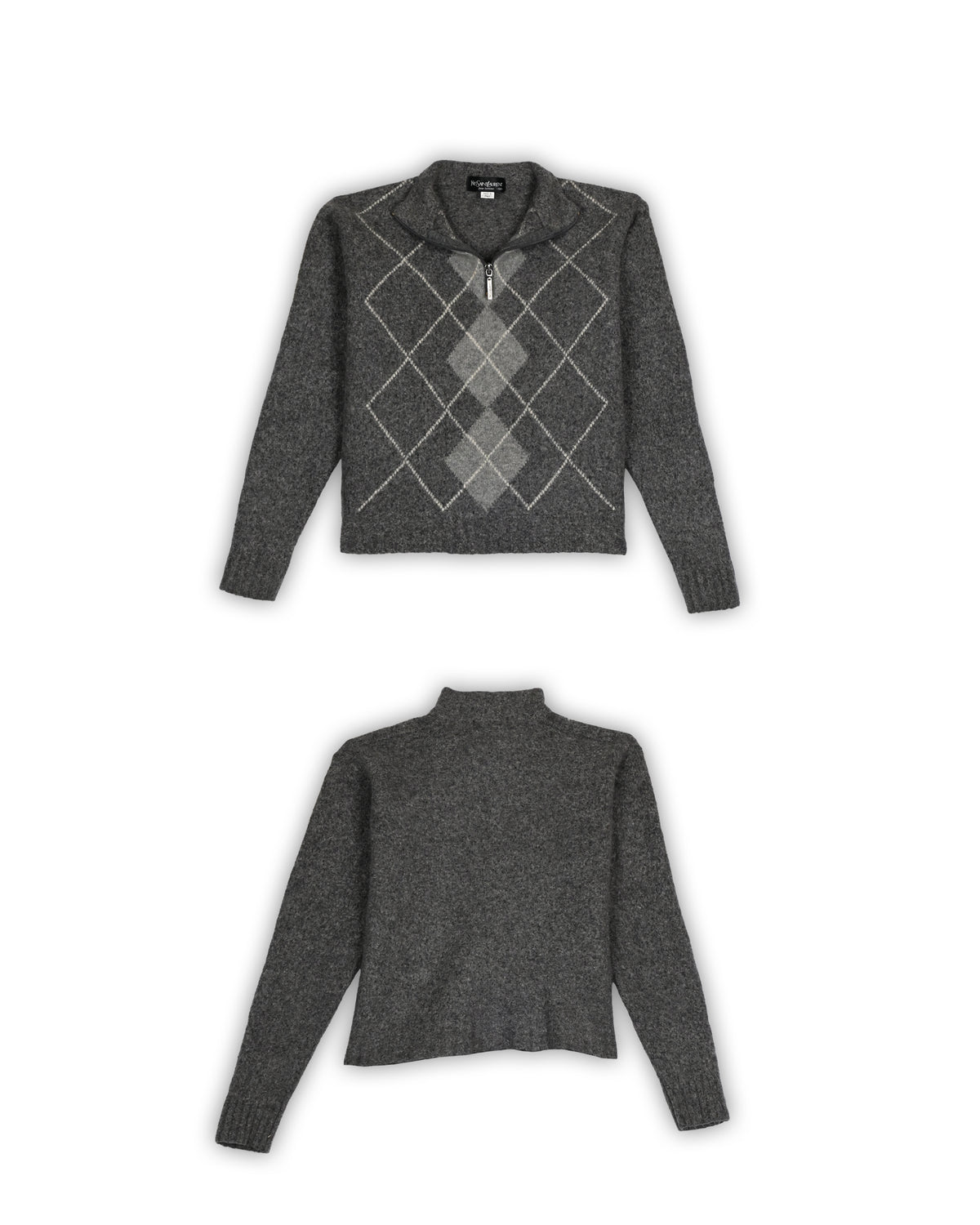YVES SAINT LAURENT WOOLEN QUARTER-ZIP KNIT - XS