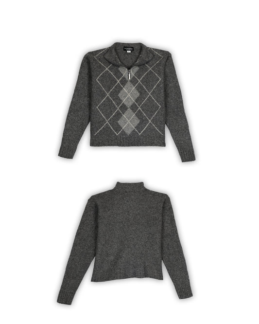 YVES SAINT LAURENT WOOLEN QUARTER-ZIP KNIT - XS