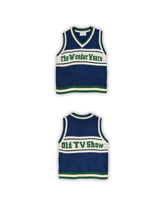 BURNIN VINTAGE VARSITY KNIT VEST - L