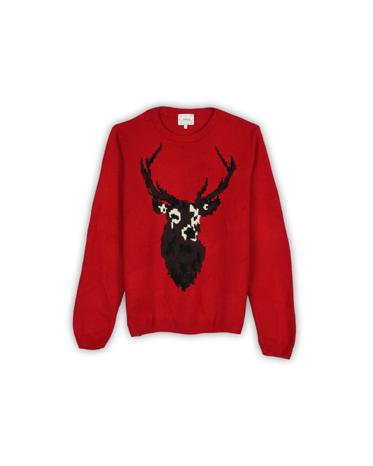 TOPMAN VINTAGE STAG INTARSIA SWEATER - L