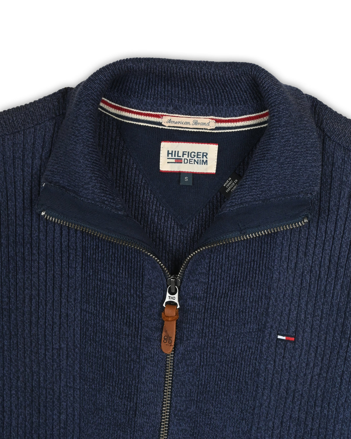 TOMMY HILFIGER FULL-ZIP SWEATER - S