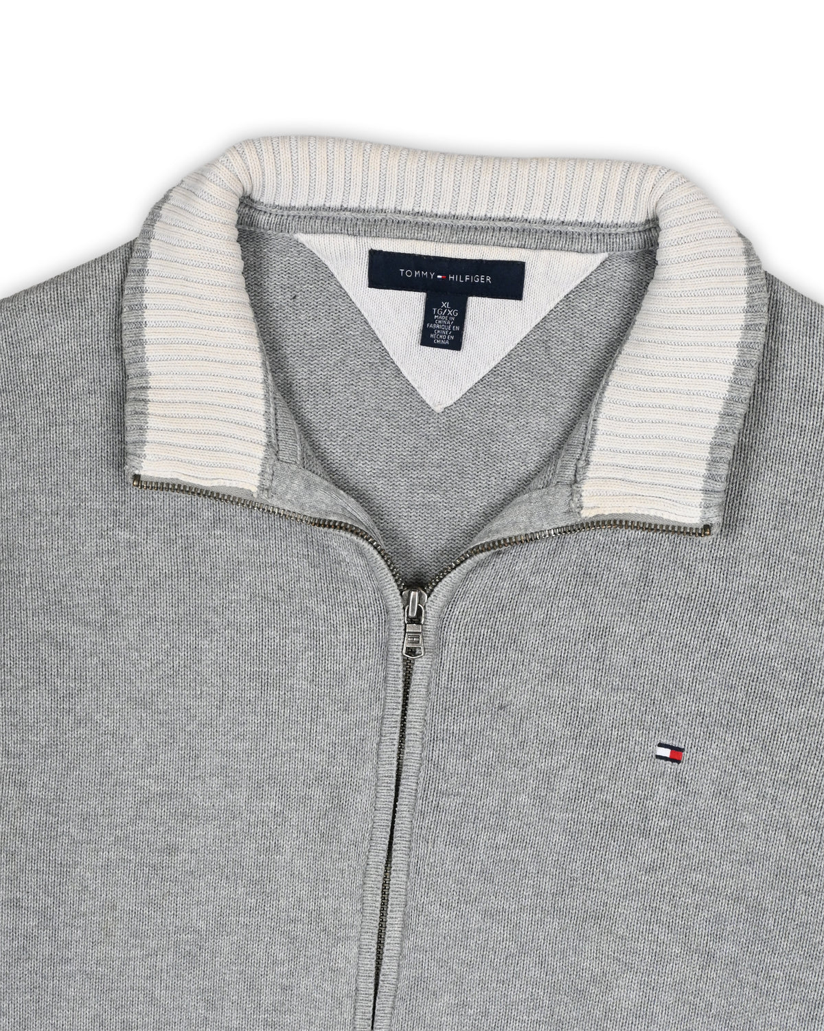 TOMMY HILFIGER FULL-ZIP SWEATER - XL