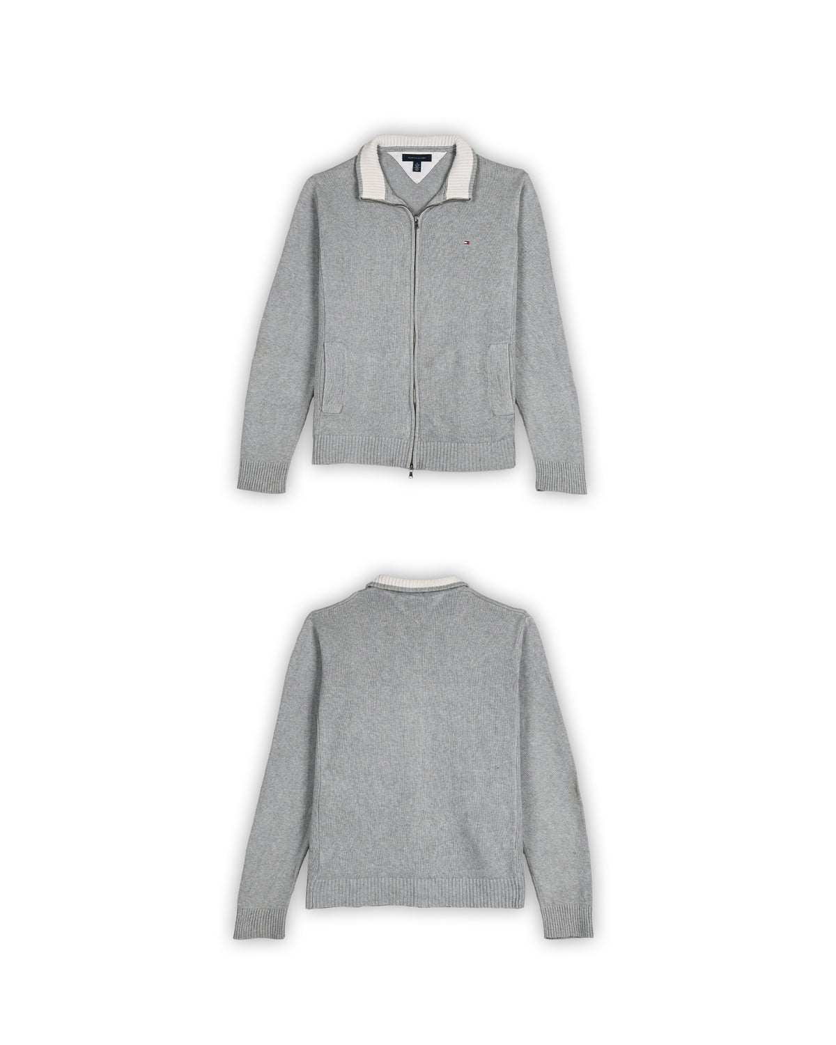TOMMY HILFIGER FULL-ZIP SWEATER - XL