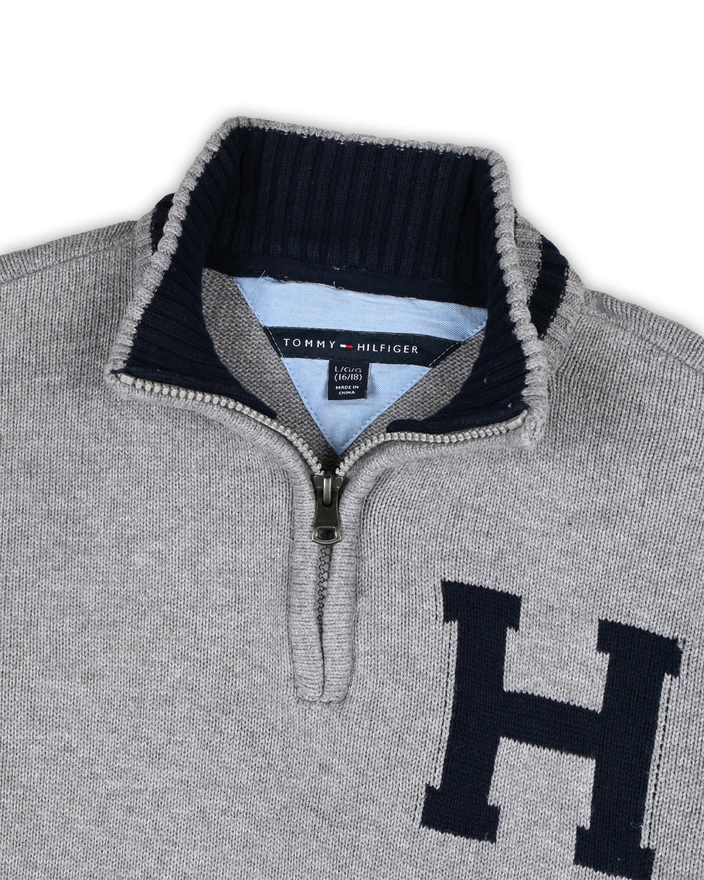 TOMMY HILFIGER ZIPPER SWEATER - L