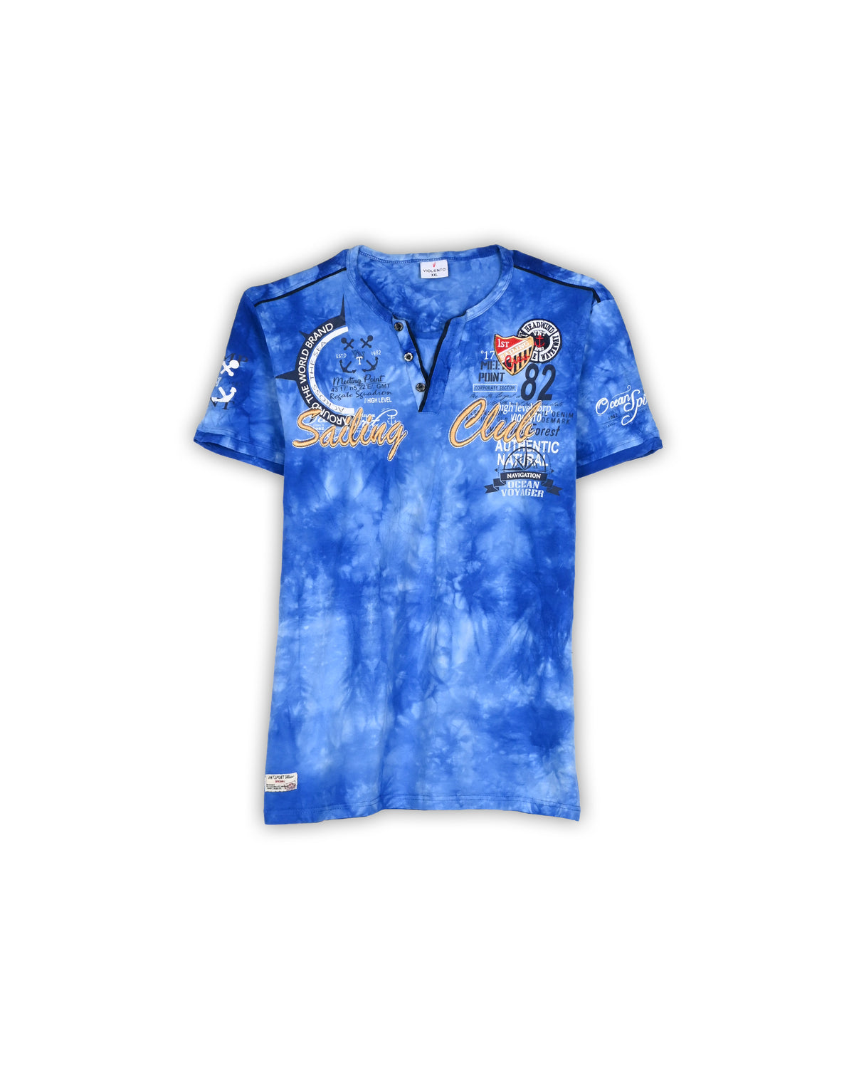 90'S VIOLENTO TIE-DYE HENLEY T-SHIRT - XXL