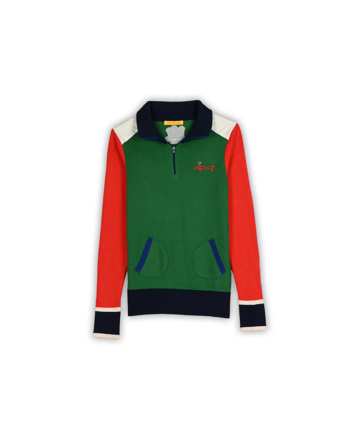 LOUIS CASTEL COLOURBLOCK QUARTER-ZIP KNIT - S